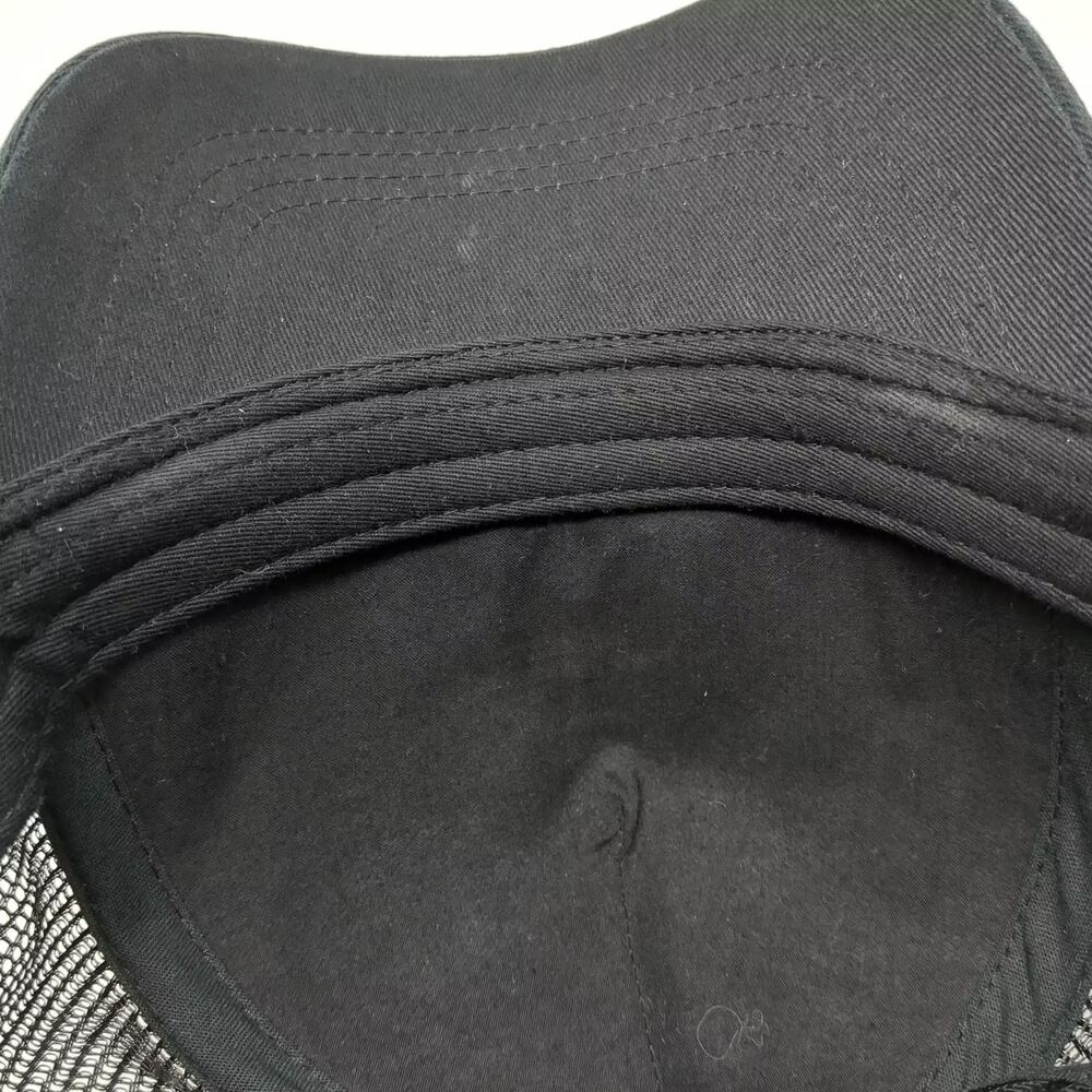 Three Nails Black OS Trucker Hat Embroidered Cross Logo Mesh Snapback Crown - Picture 8 of 9